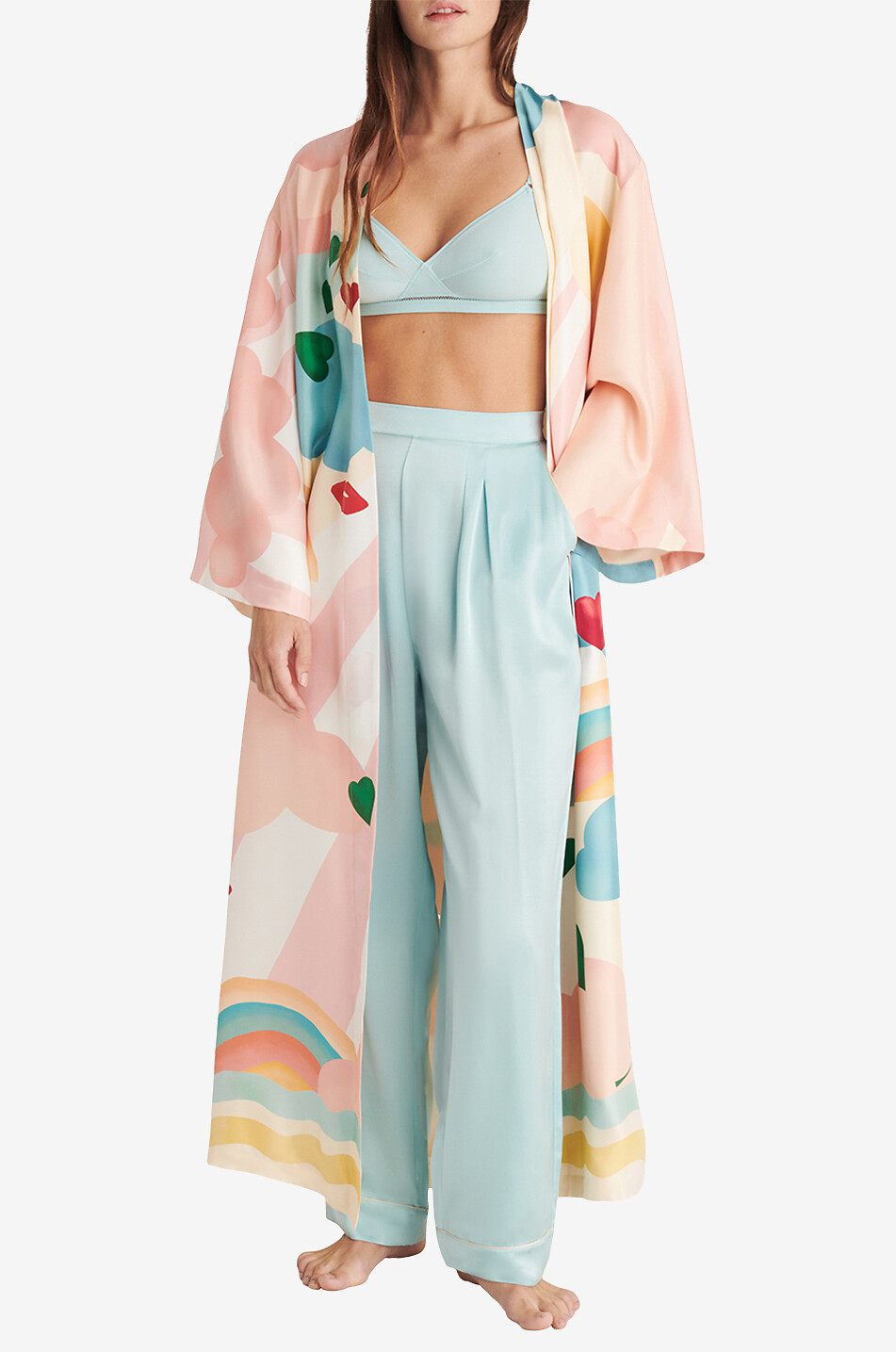 ERES Kimono long en sergé de soie Royaume Femme MULTICOLORE1 2