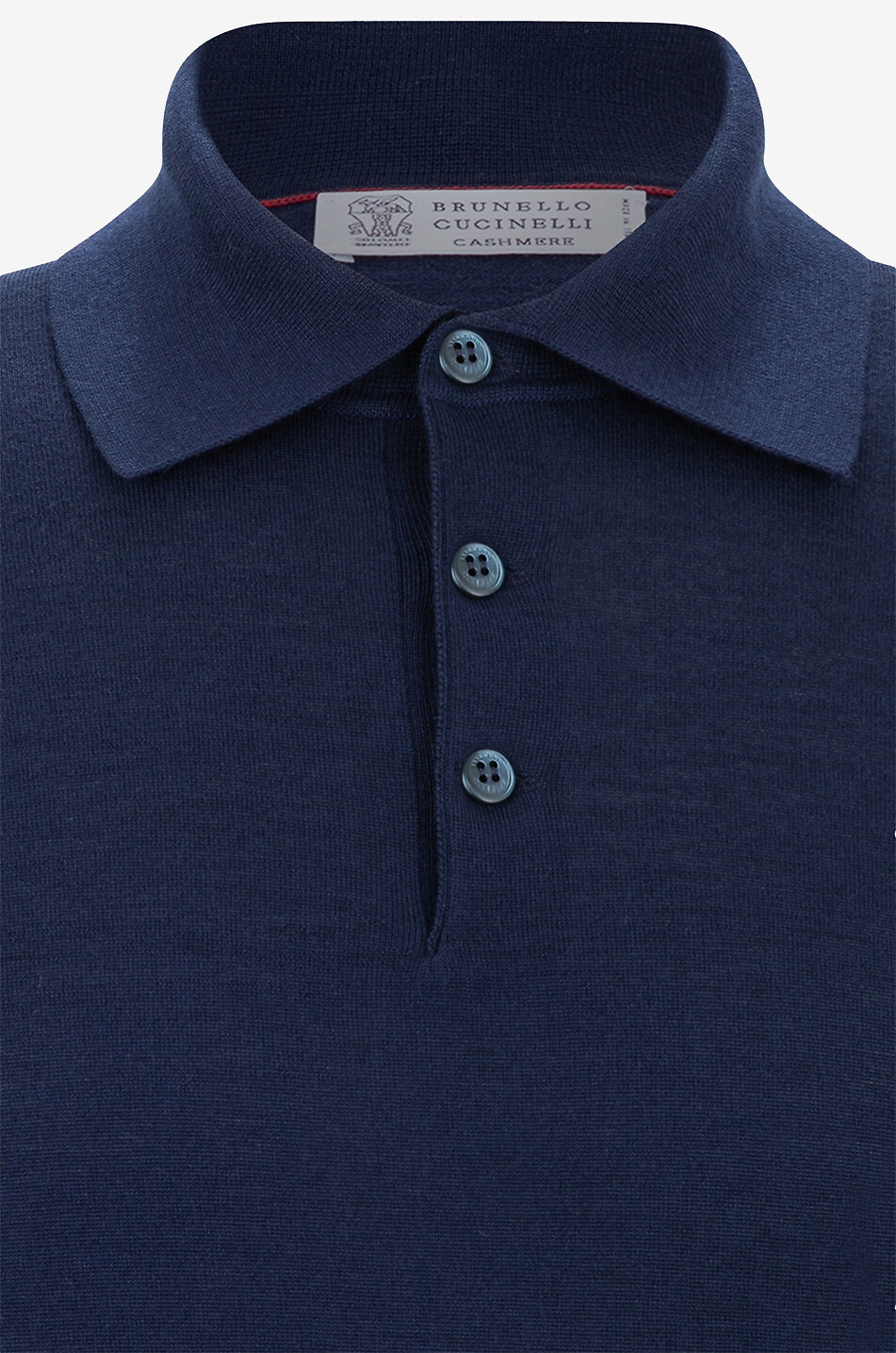 BRUNELLO CUCINELLI Woll- und Kaschmir-Strick-Langarm-Polohemd Herren MITTELBLAU 3