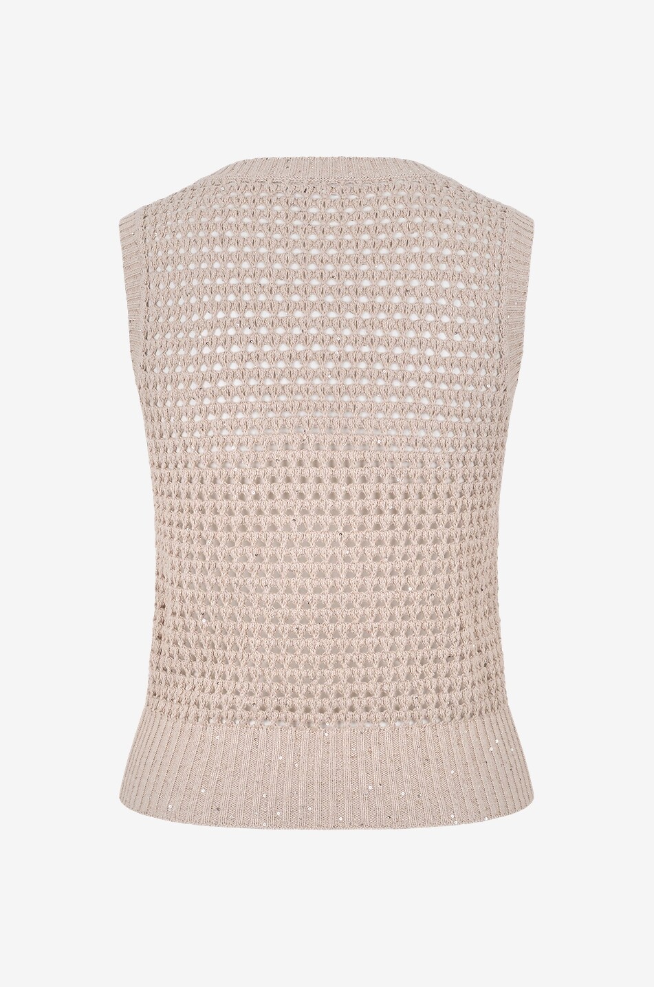 BRUNELLO CUCINELLI Dazzling Net sleeveless cotton openwork jumper Women CAMEL 2