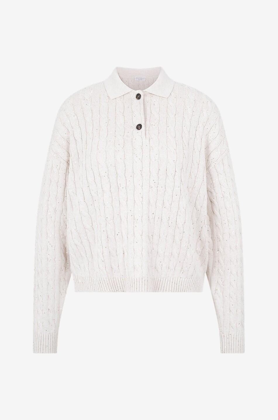 Baumwoll-Zopfstrick-Polopullover Dazzling Cables