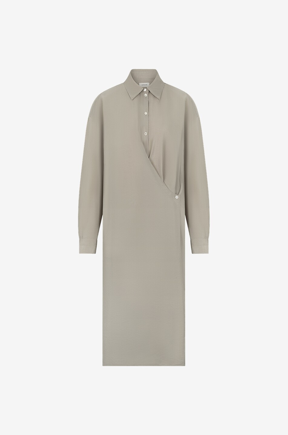 LEMAIRE Robe chemise midi en soie mélangée Twisted Femme GRIS CLAIR 1