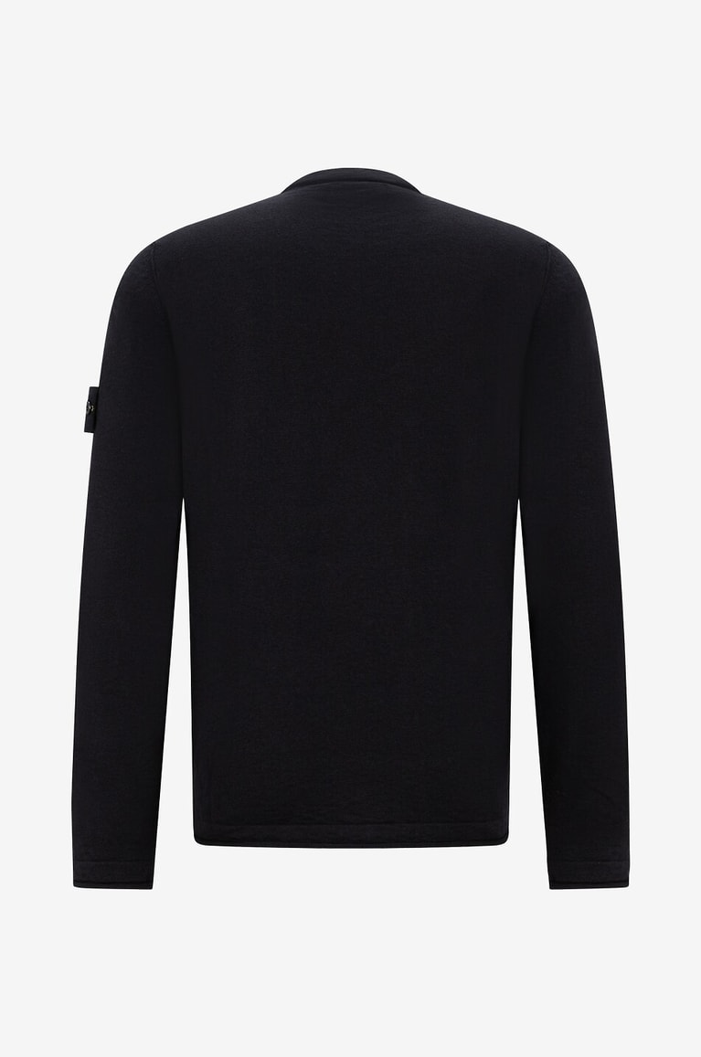 STONE ISLAND Pull en coton flammé à col rond 502B0 Homme NOIR 2