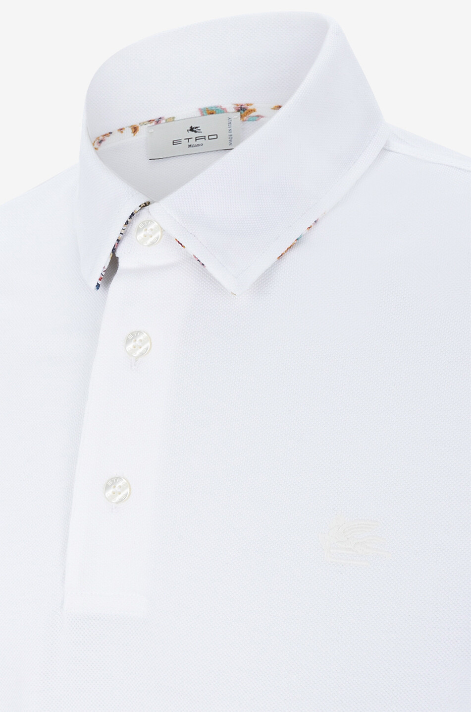 ETRO Polohemd mit Paisley-bedrucktem Kragen Pegaso Herren WEISS 3