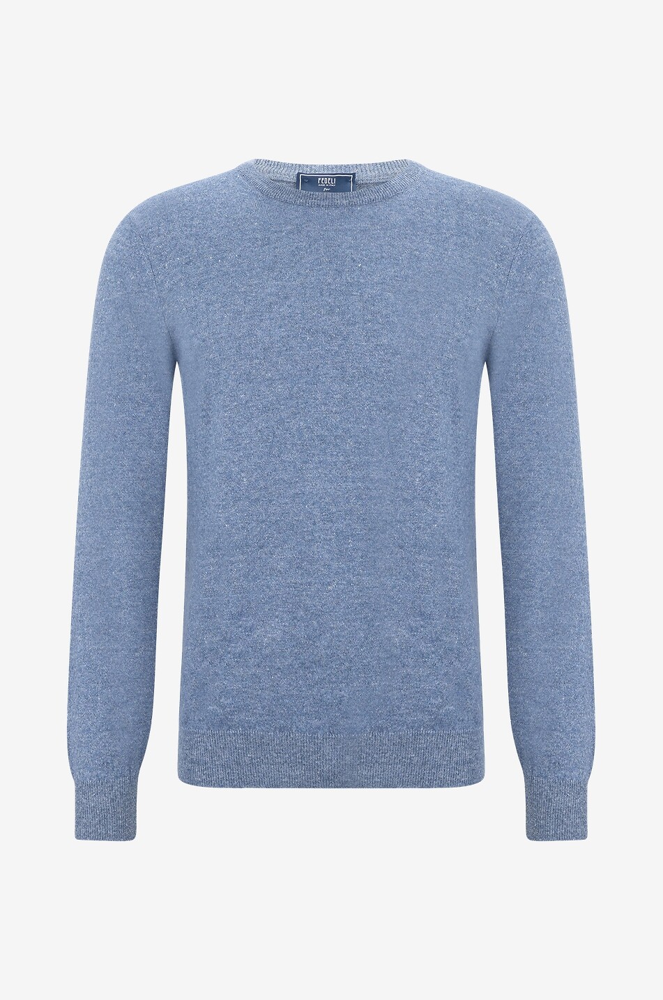 FEDELI Pull à col rond en cachemire et lin Argentina Homme BLEU MOYEN 1