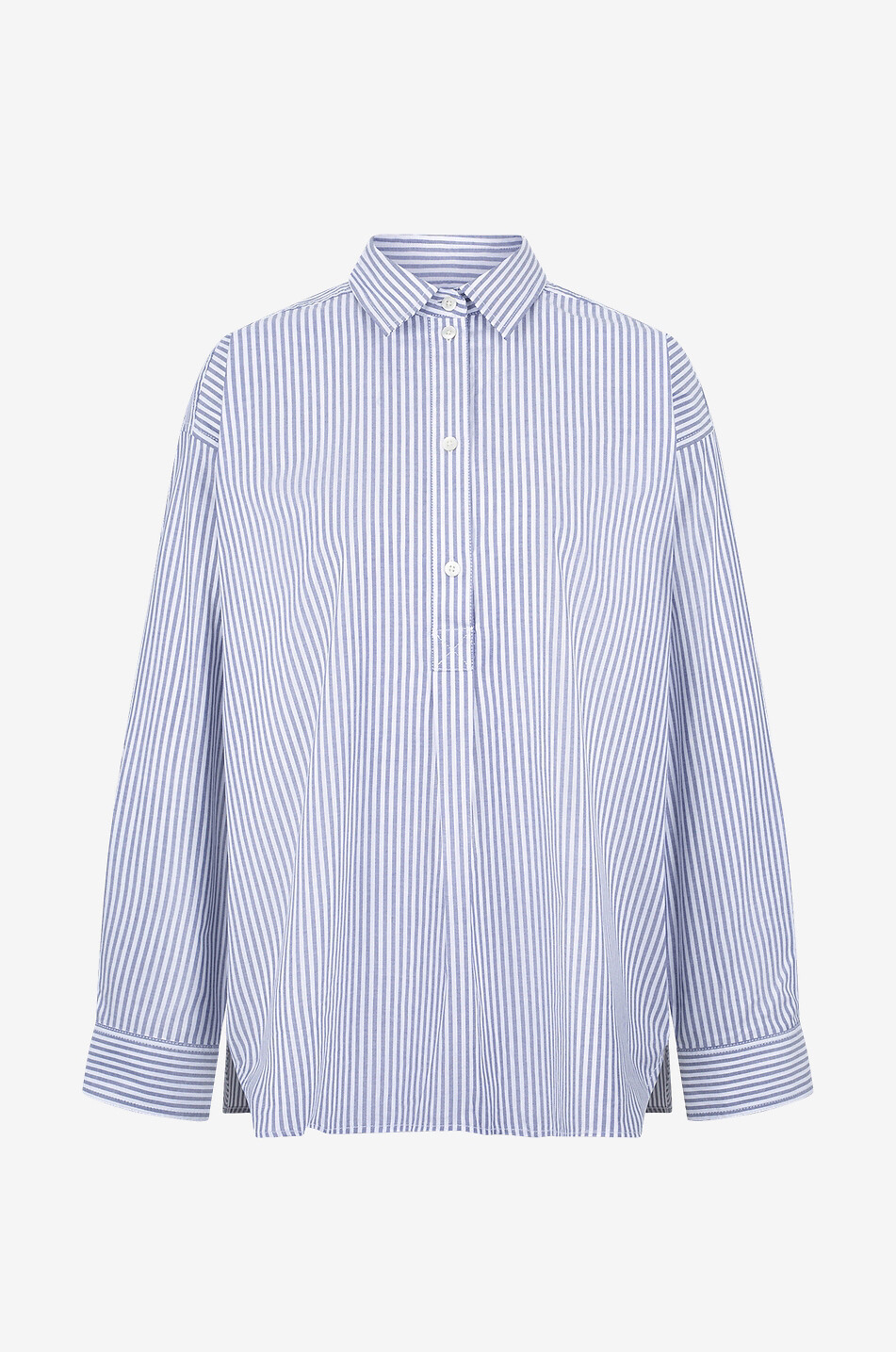 Gestreiftes Bio-Baumwollhemd Half-Placket