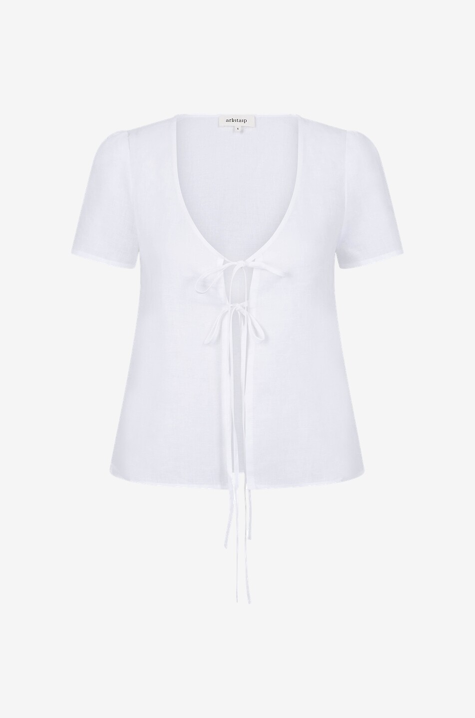 ARKITAIP Laurene short-sleeved linen blouse with self-ties Women WHITE 1