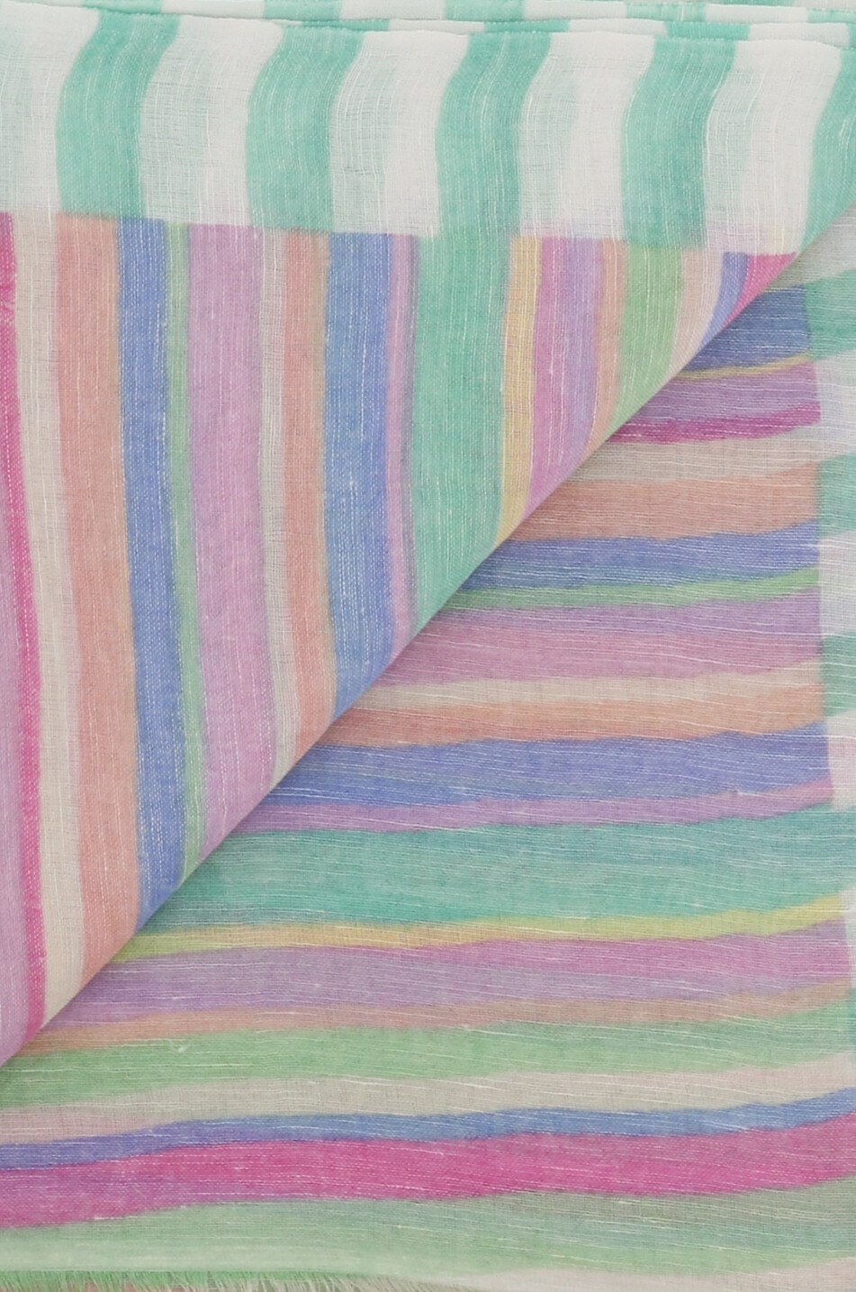 HEMISPHERE Kripes striped linen and silk scarf Women MULTI COLOURED 2
