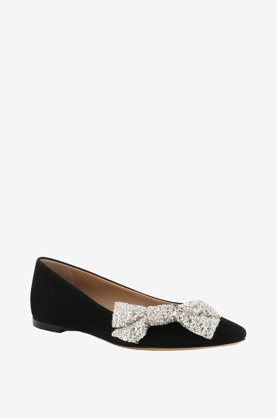 Thea suede ballet flats with rhinestone bow