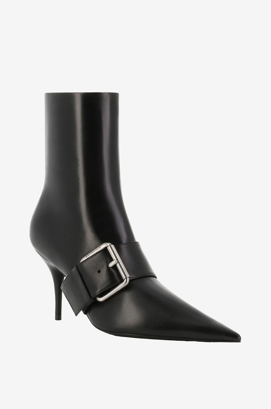 BALENCIAGA Nappalederstiefeletten mit Schnallen und Pfennigabsatz Knife 80 Damen SCHWARZ 1