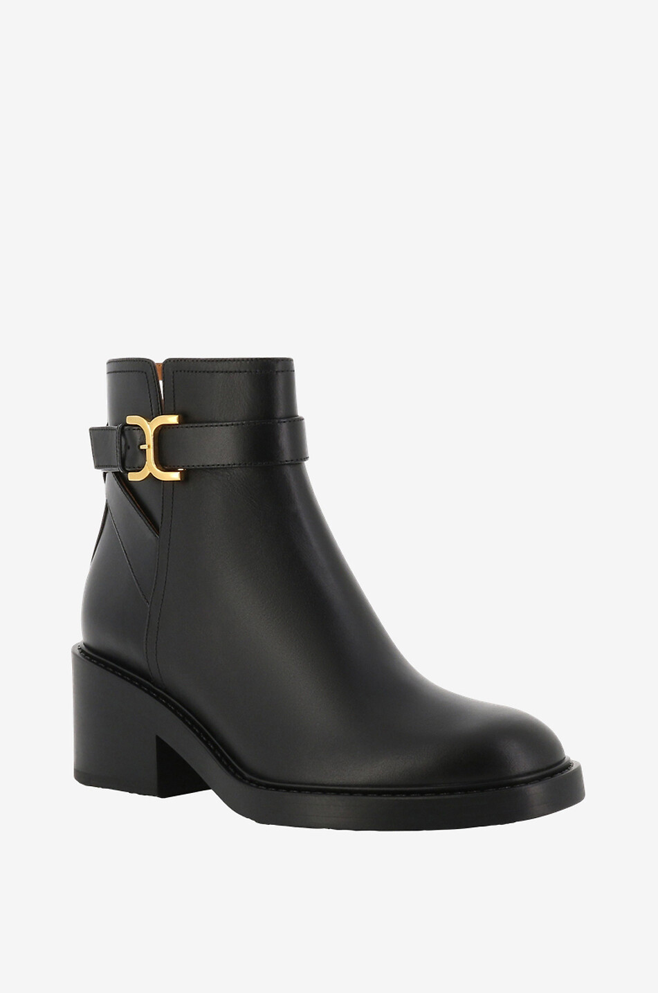 CHLOE Bottines en cuir lisse à talon carré Marcie 45 Femme NOIR 1