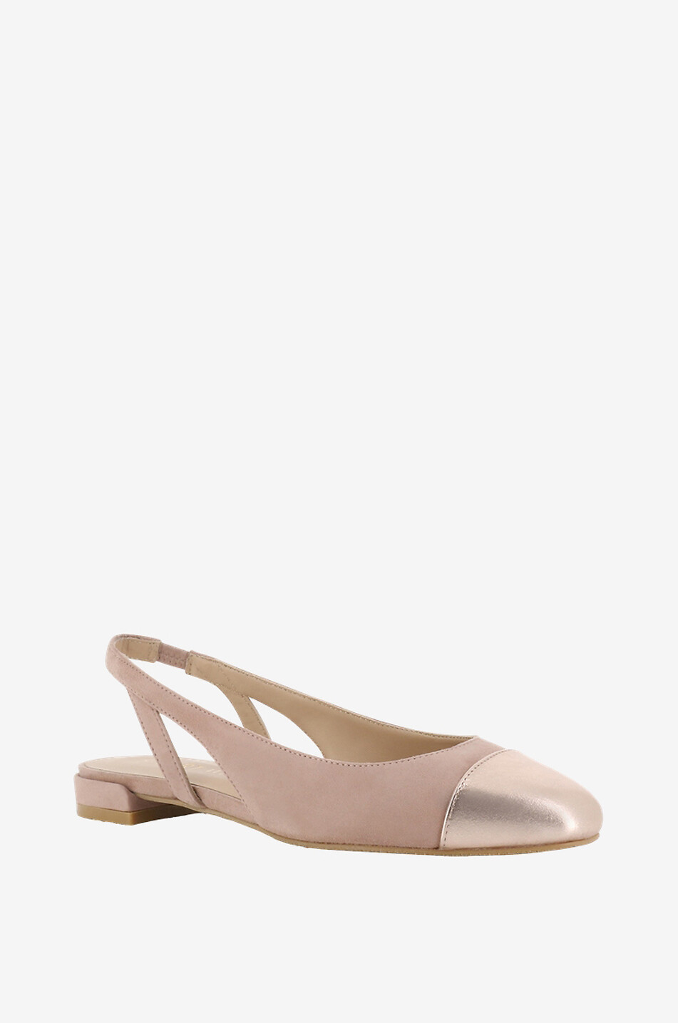 Ballerines à bride arrière en daim et cuir métallisé Sleek