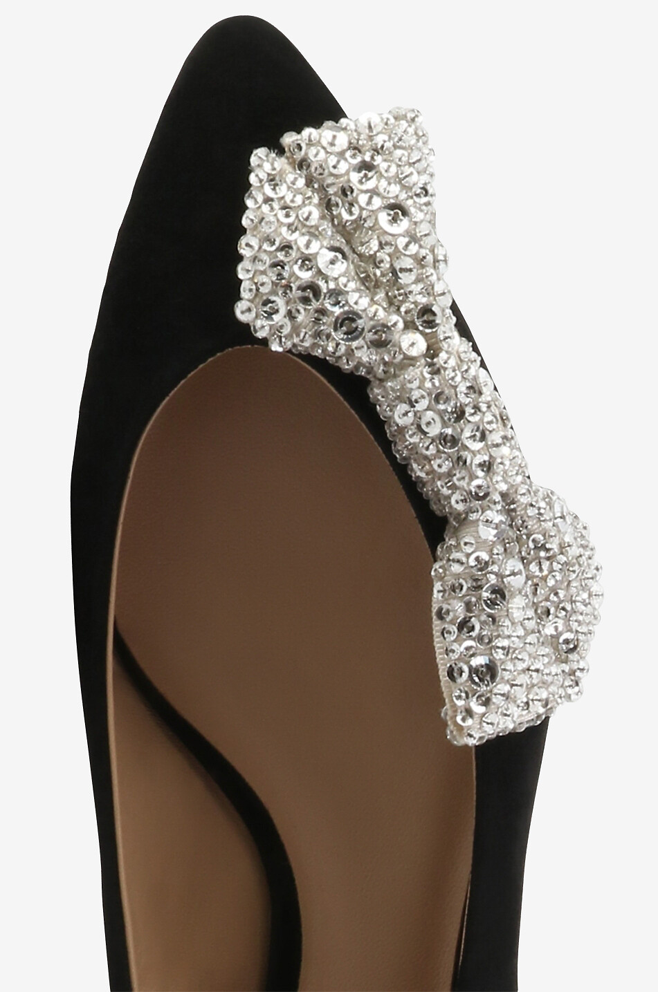 Thea suede ballet flats with rhinestone bow