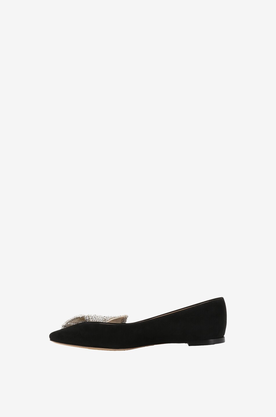 Thea suede ballet flats with rhinestone bow
