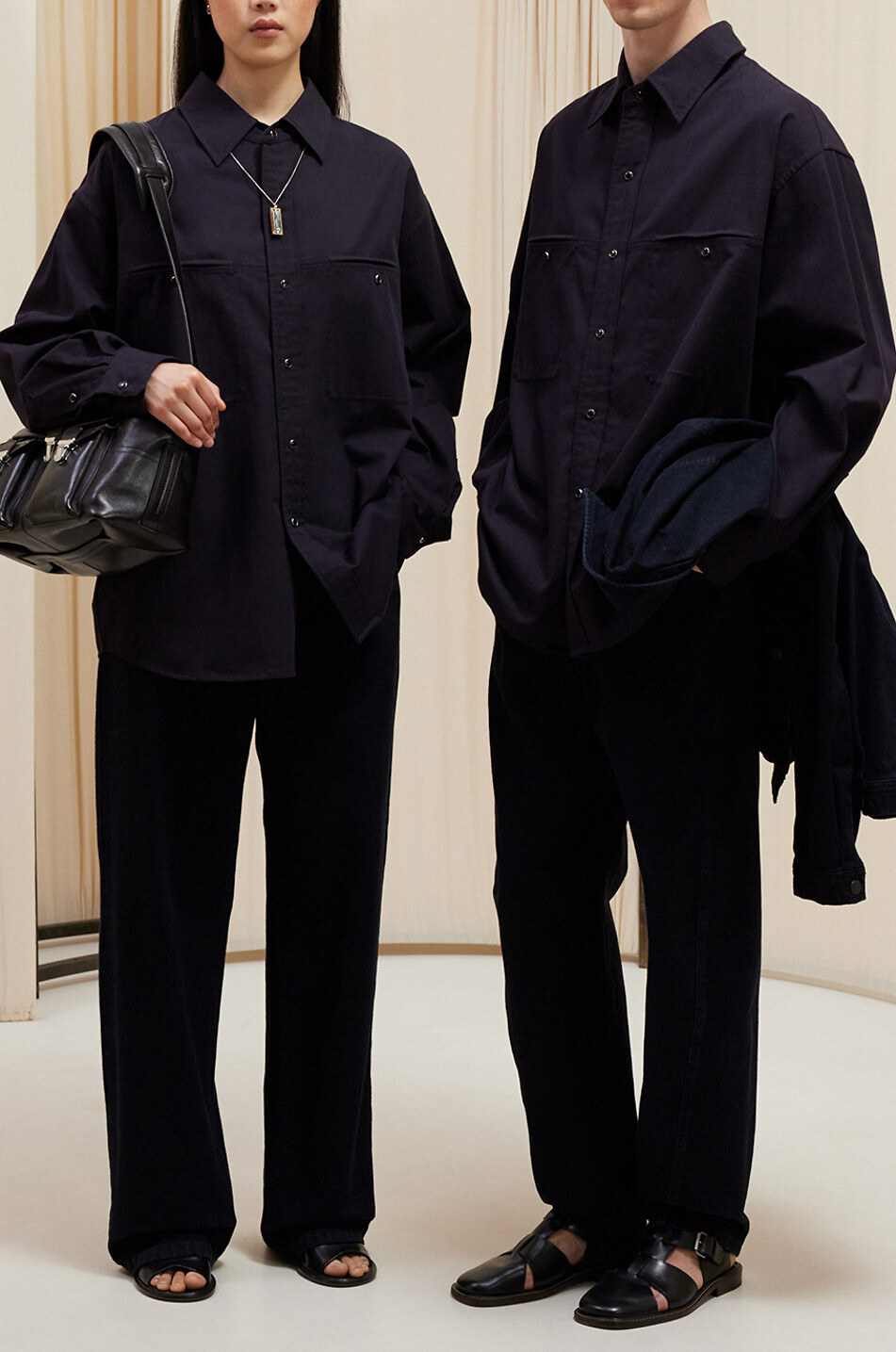 Oversize-Hemd aus Twill Welt Pocket