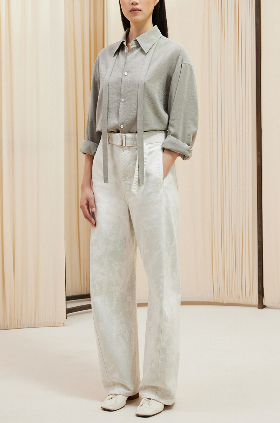LEMAIRE Oversize-Hemd aus Seidenmix mit Schluppe Damen HELLGRAU 4