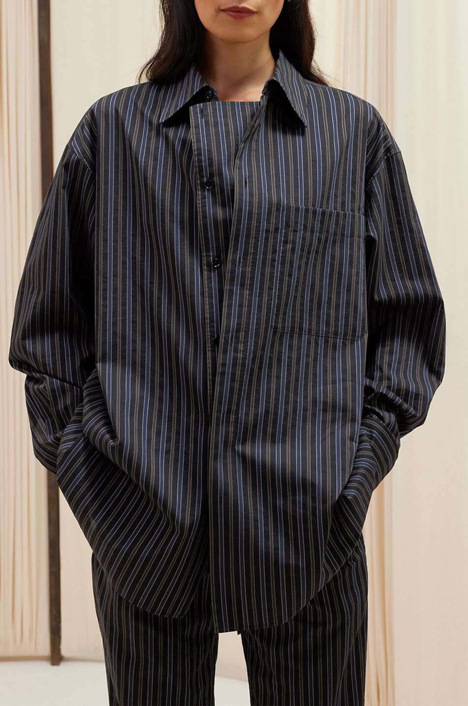Long Shirt striped cotton and silk oversize shirt