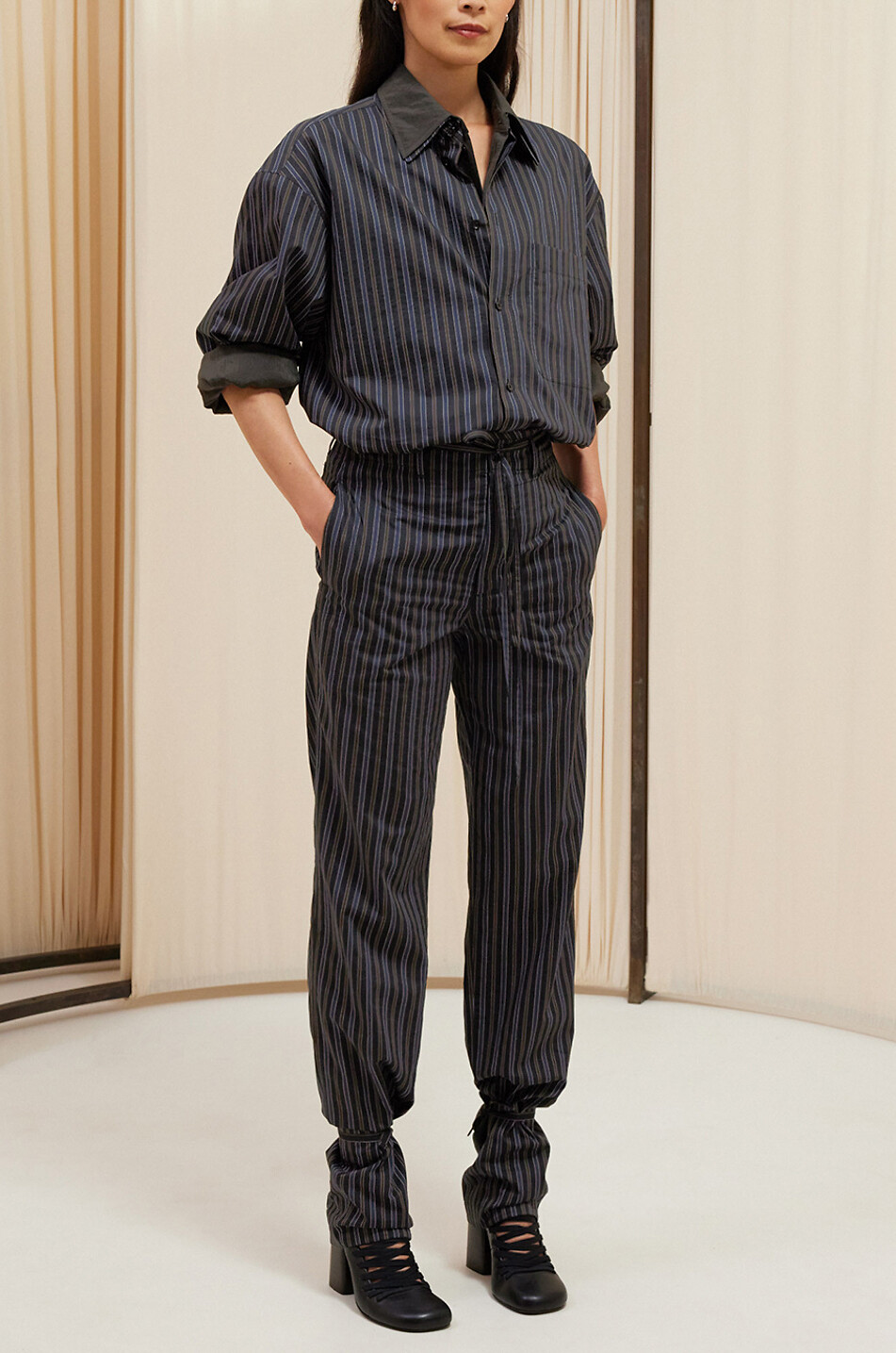 Long Shirt striped cotton and silk oversize shirt