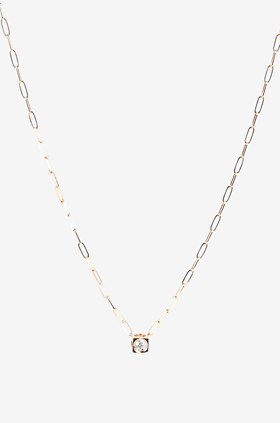 DINH VAN Collier en or rose avec diamant Le Cube Grand Modèle Femme ROSE 1