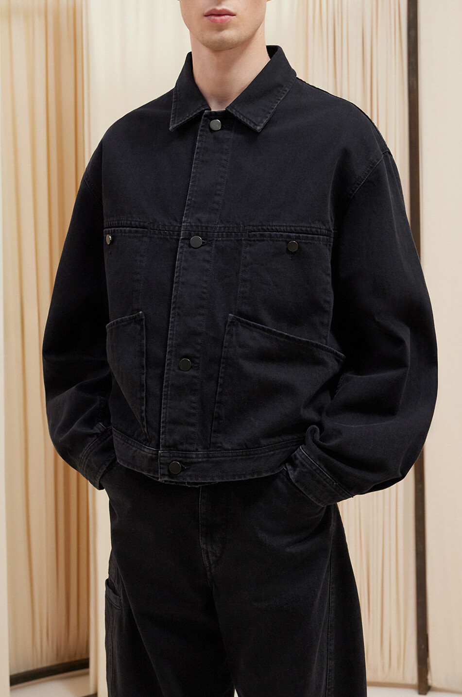 LEMAIRE 4 Pockets faded denim jacket Men BLACK 3