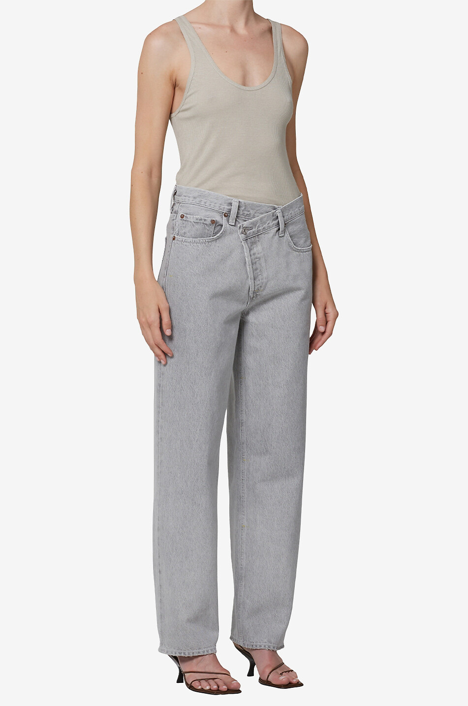 AGOLDE Criss Cross straight-leg jeans Women LIGHT GREY 3