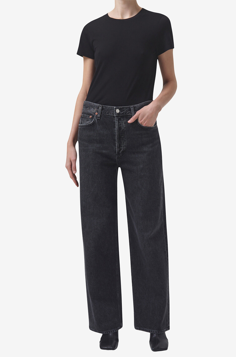 AGOLDE Jean droit Low Slung Femme NOIR 4