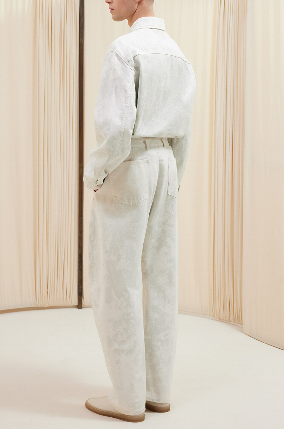 LEMAIRE Jean large effet tie-and-dye avec ceinture Twisted Femme BLANC CASSE 4