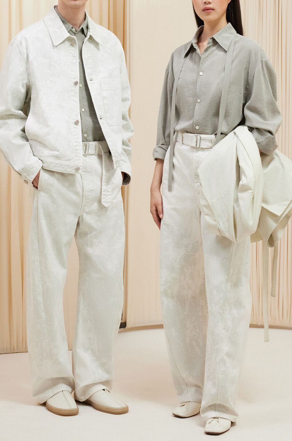 LEMAIRE Jeans mit Gürtel und weitem Bein im Tie-and-Dye-Look Twisted Damen CREMEFARBEN 5