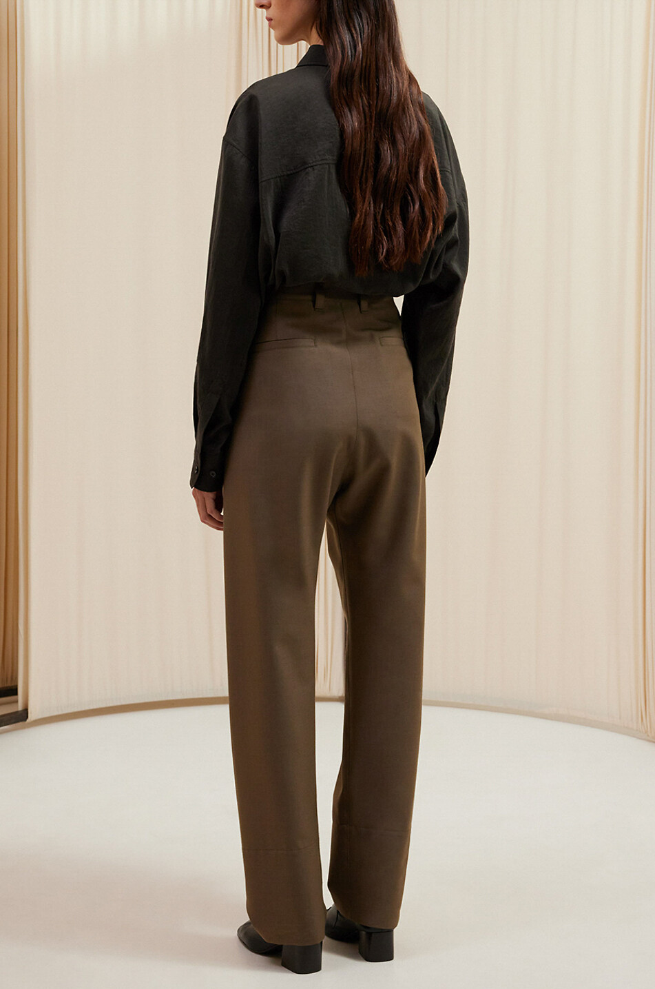 LEMAIRE Pleated Tailored wool blend trousers Women BROWN 4