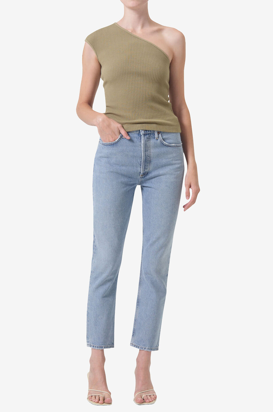 AGOLDE Riley Crop Dimension cropped straight-leg jeans Women LIGHT BLUE 4
