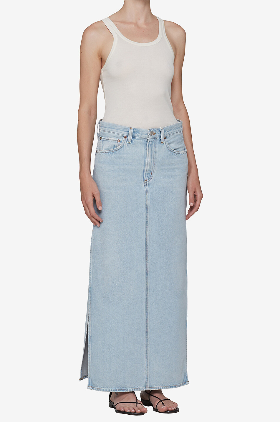 AGOLDE Jupe longue Astrid Femme BLEU CLAIR 3