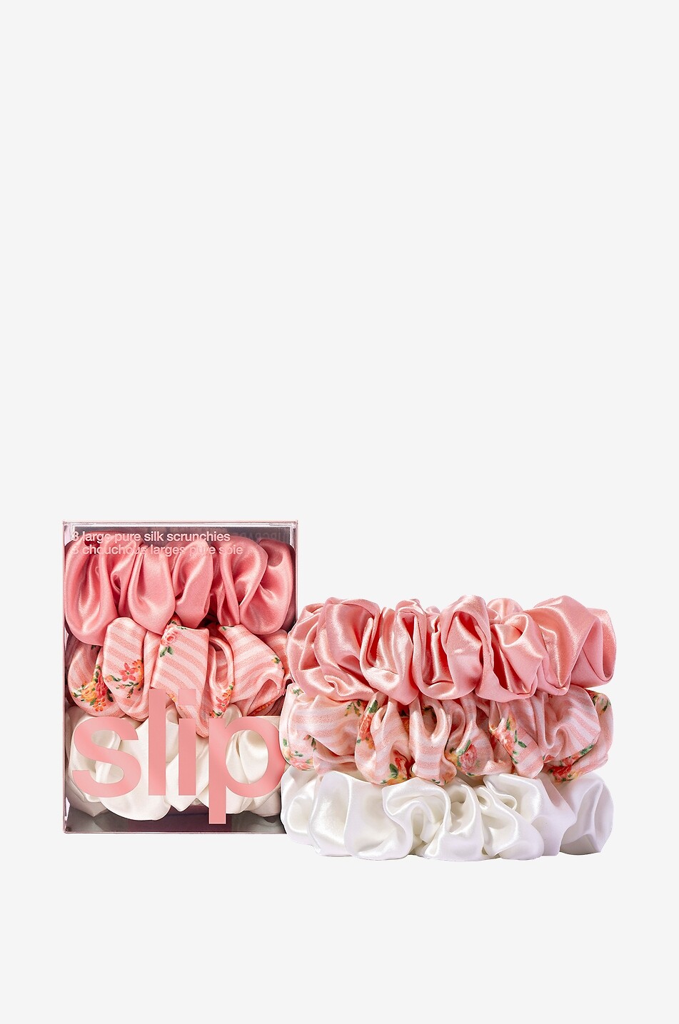 SLIP Petal Large set of 3 silk scrunchies Unisex PINK 2