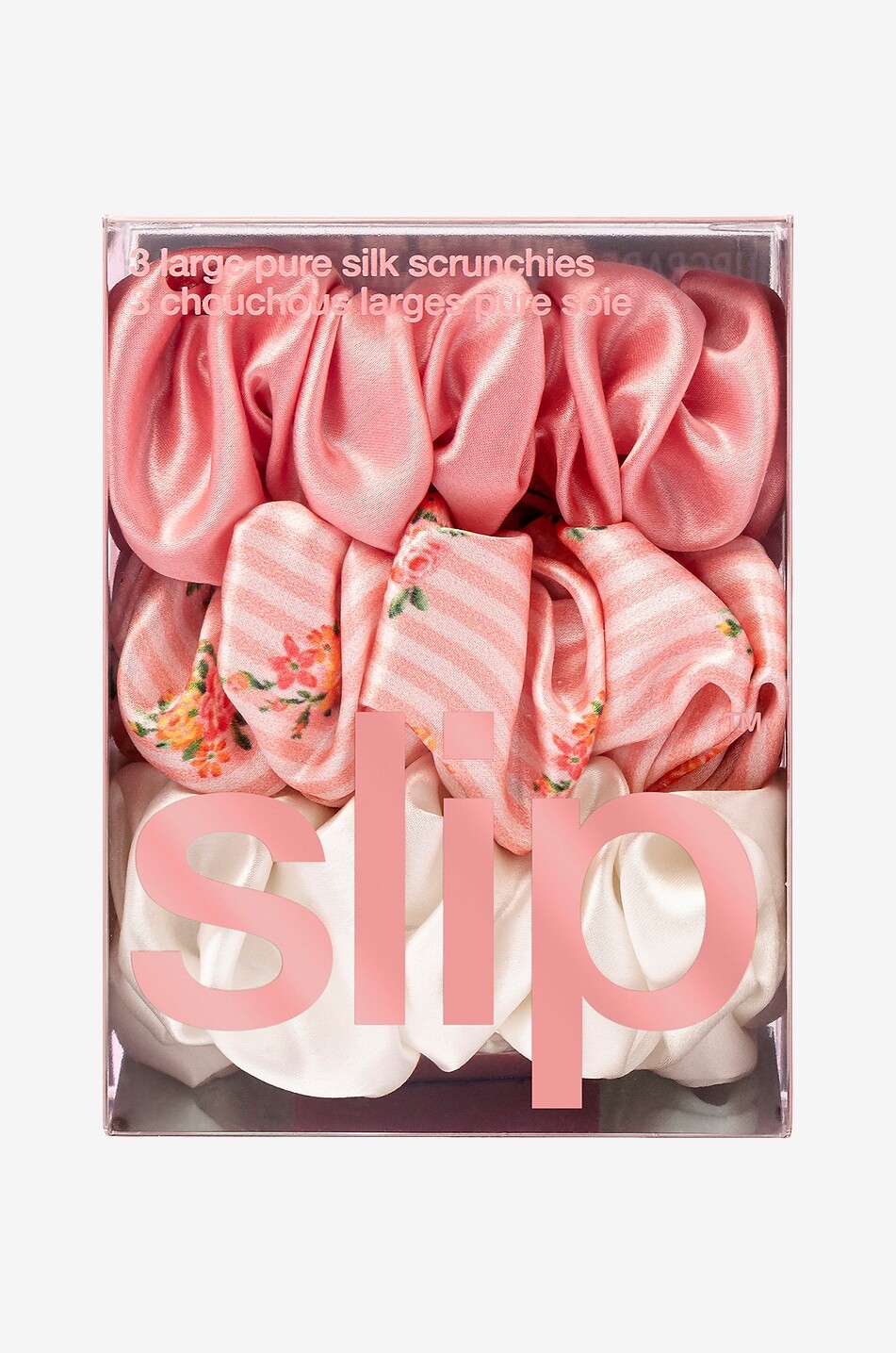 SLIP Petal Large set of 3 silk scrunchies Unisex PINK 3