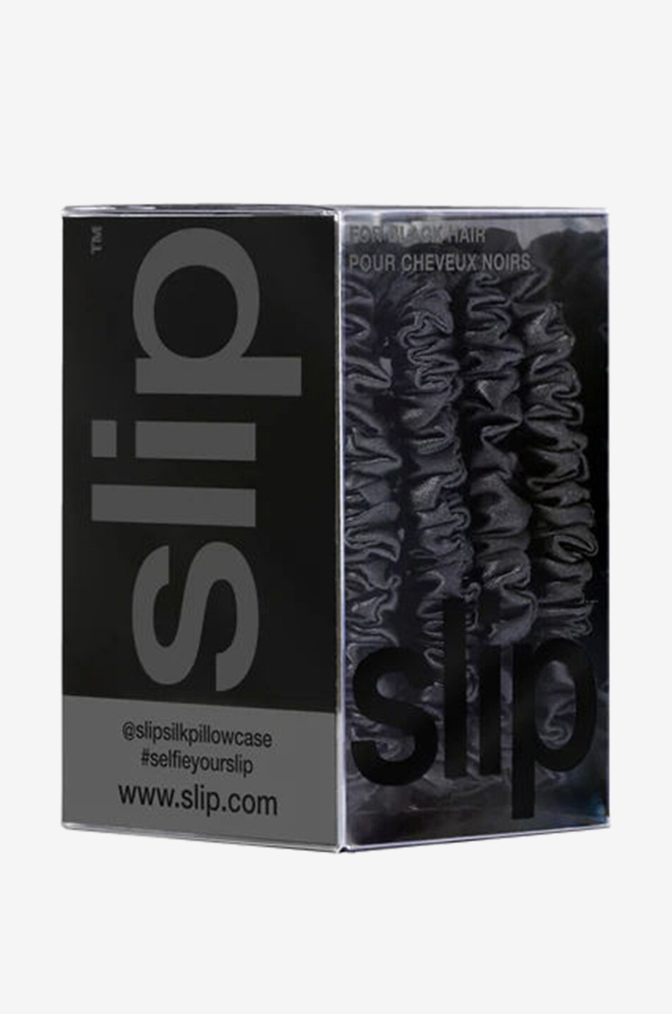 SLIP Skinny Black set of 4 silk scrunchies Unisex Colourless 3