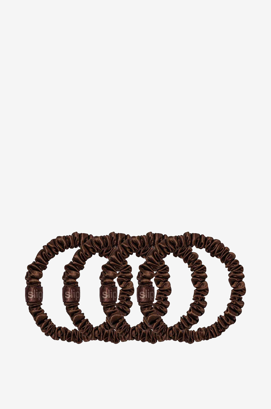 SLIP Skinny Dark Brown set of 4 silk scrunchies Unisex Colourless 1