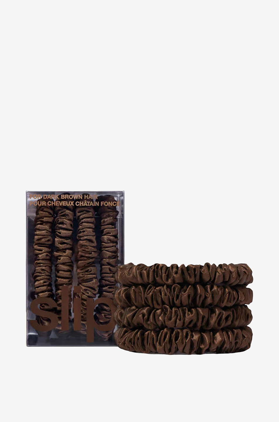 SLIP Skinny Dark Brown set of 4 silk scrunchies Unisex Colourless 2