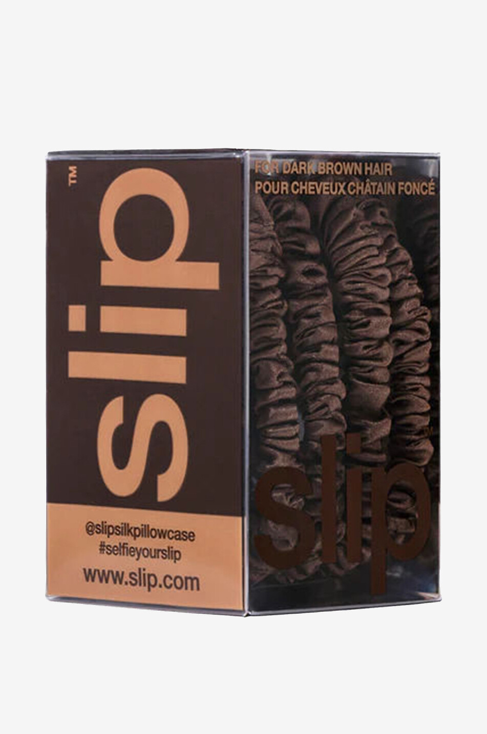 SLIP Skinny Dark Brown set of 4 silk scrunchies Unisex Colourless 3