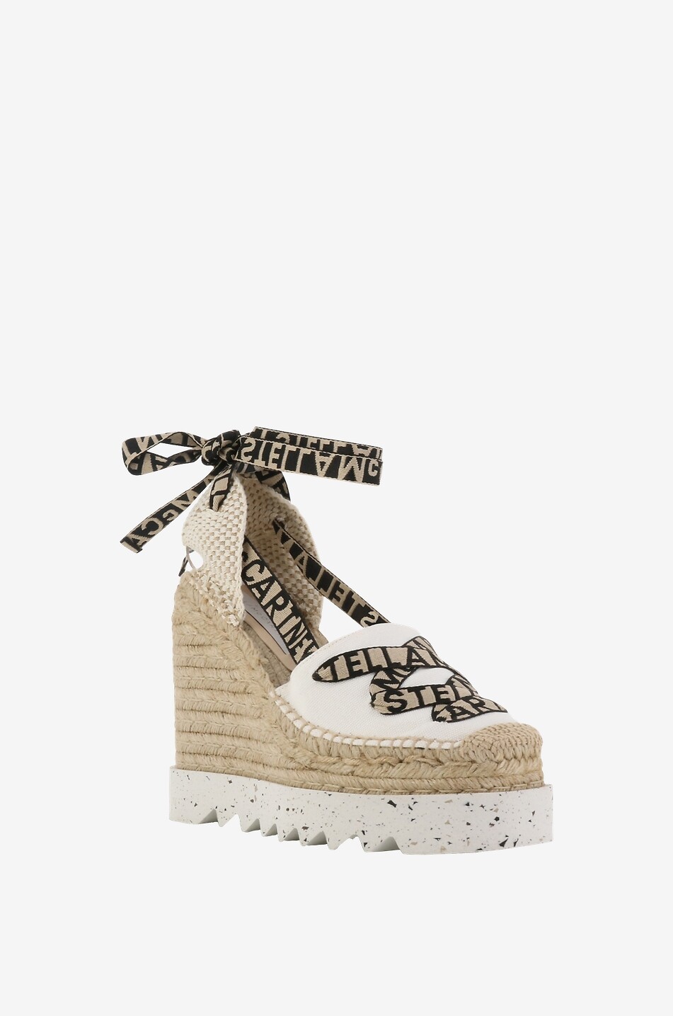 STELLA McCARTNEY Espadrilles compensées en coton bio Gaia 130 Femme BLANC 1