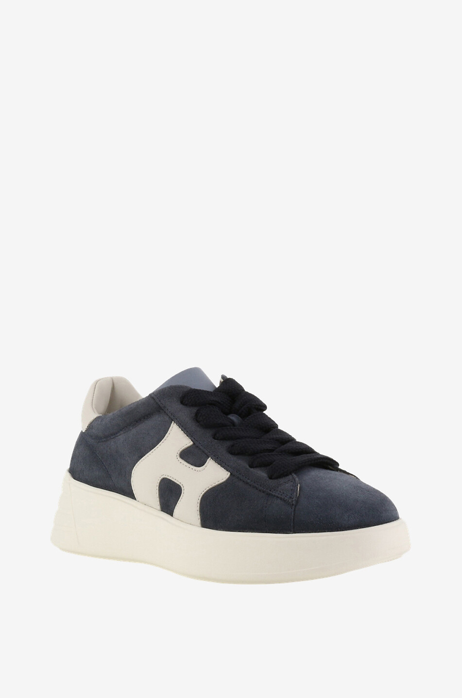 HOGAN Baskets compensées en daim et cuir Hogan Rebel H562 Femme BLEU FONCE 1