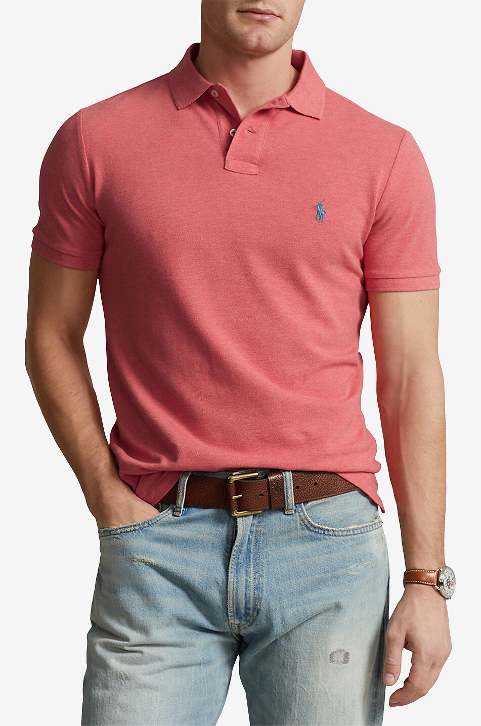 Polo en coton piqué brodé Pony Custom Slim Fit