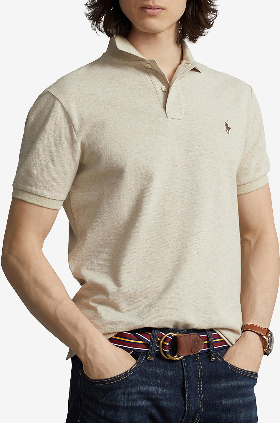 POLO RALPH LAUREN Polohemd aus Baumwollpiqué mit Pony-Stickerei Custom Slim Fit Herren BRAUN 2