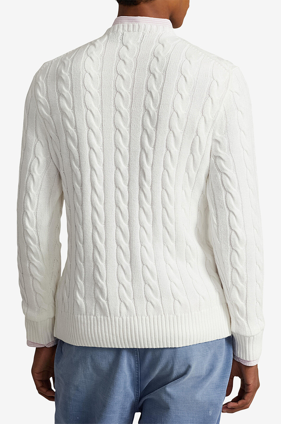 POLO RALPH LAUREN Pull torsadé en coton brodé Pony Homme BLANC 3