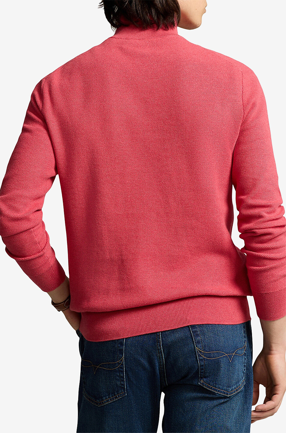 POLO RALPH LAUREN Pull en maille piquée à col montant zippé Pony Homme ROUGE CLAIR 3