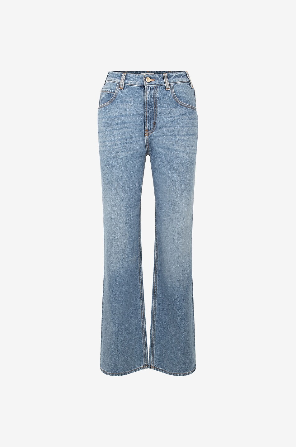 CHLOE Ausgestellte Boyfriend-Jeans aus Flachs und Baumwolle Foggy Blue Damen BLAU 1