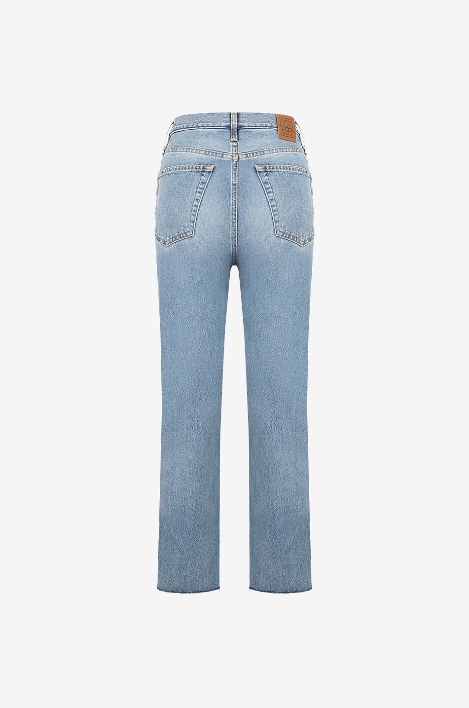 Jean droit raccourci effiloché en coton bio Classic Cut Worn Blue