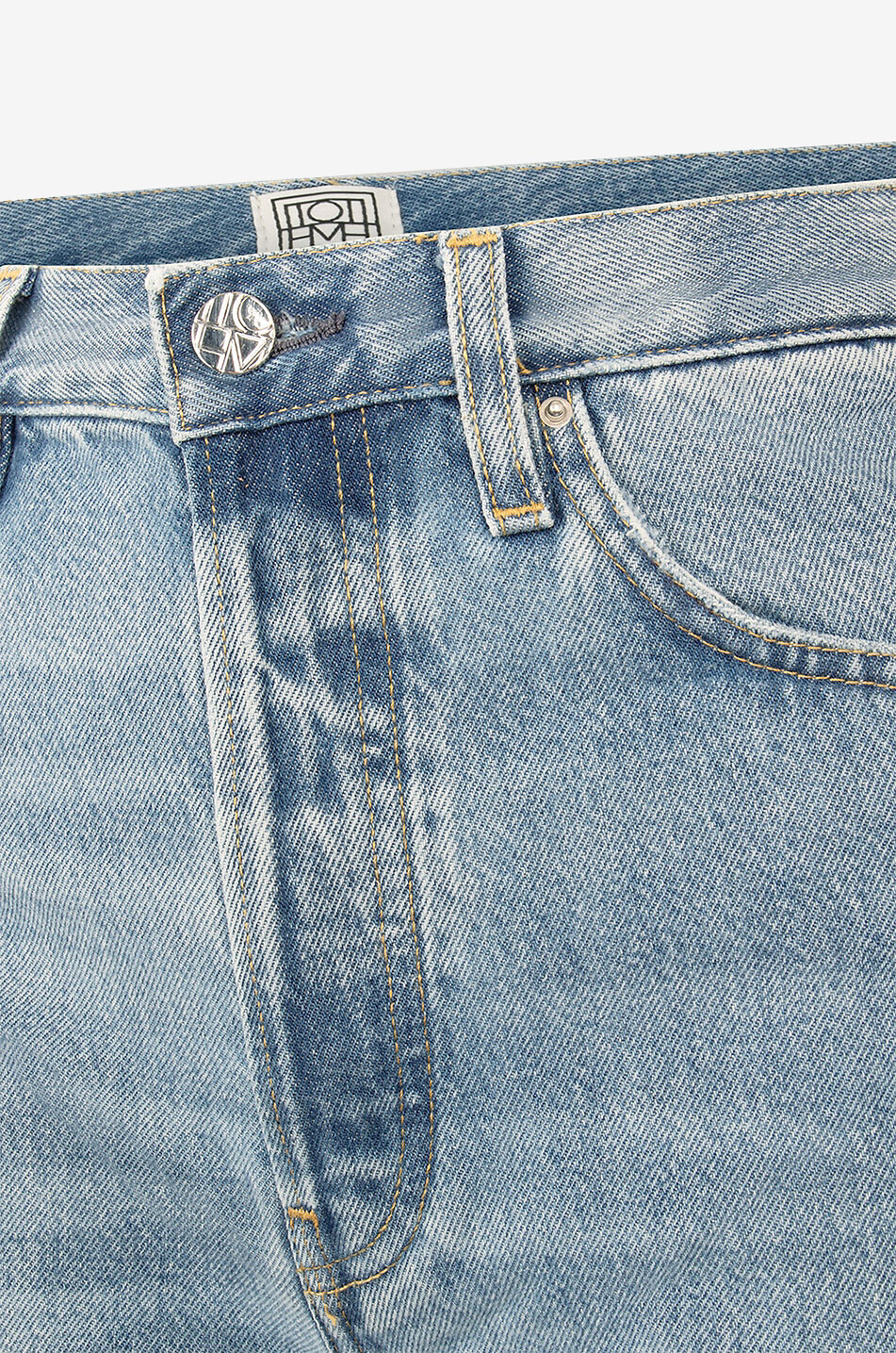 Jean droit raccourci effiloché en coton bio Classic Cut Worn Blue