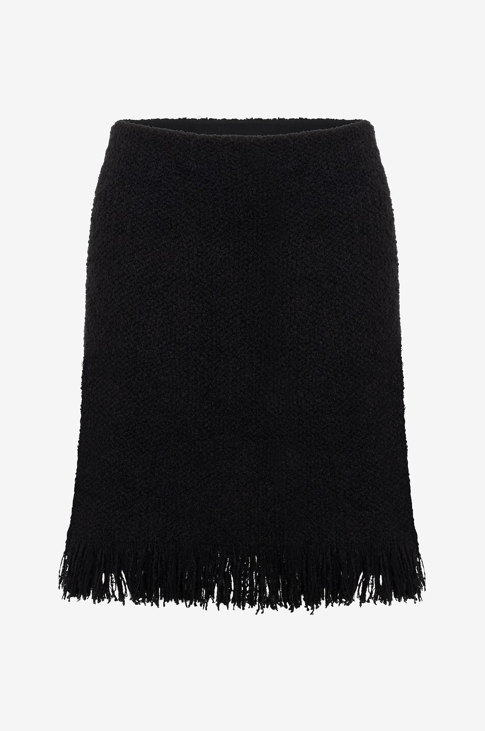 Minijupe trapèze en maille bouclée tweed de soie et cachemire