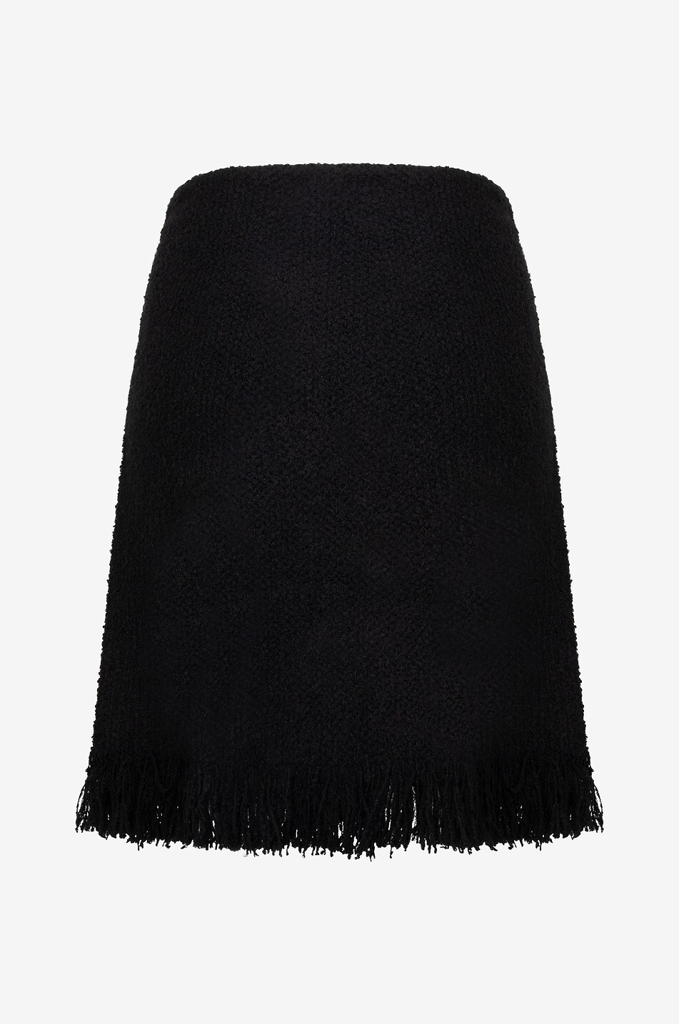 Minijupe trapèze en maille bouclée tweed de soie et cachemire