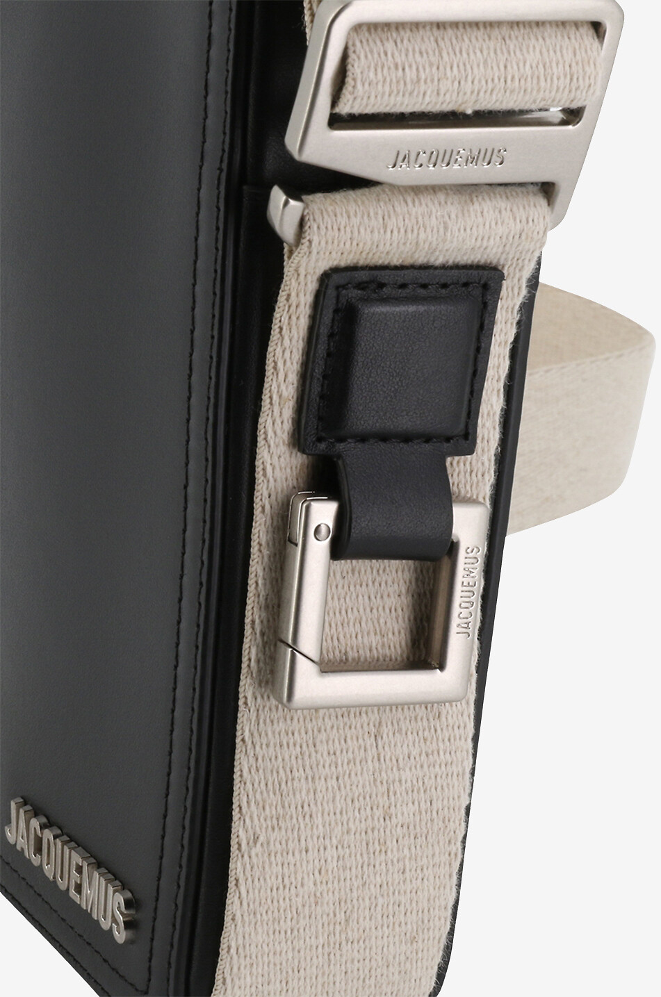 JACQUEMUS Mini sacoche en cuir lisse Le Cuerda Vertical Homme NOIR 3