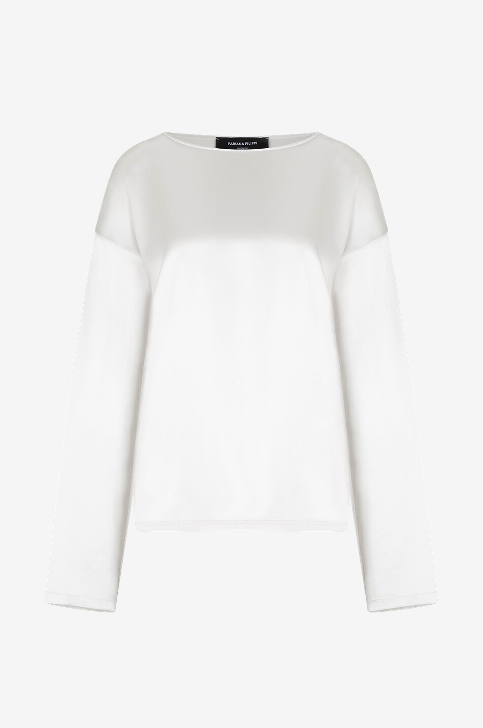 Langarm-Rundhalstop aus Seidensatin