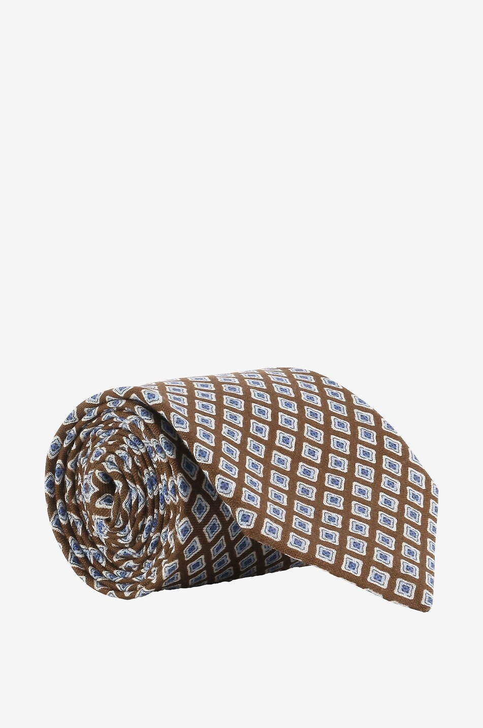 FIORIO Cravate imprimée losanges en soie Homme MARRON MOYEN 1